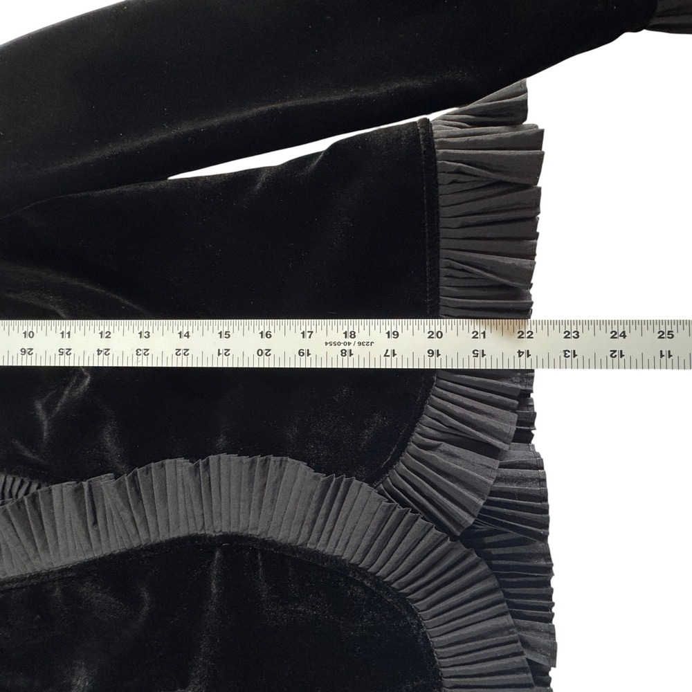Nygard Black Velvet Ruffle Trim Blazer Jacket Womens 10 Gothic Dark Romance NWT - Picture 7 of 15